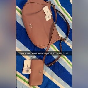 Coach like new Dusty Rose leather purse and wallet